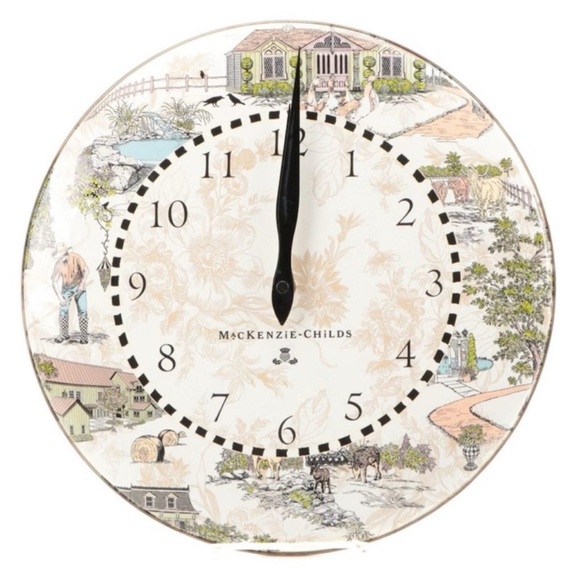 Discontinued…. Mackenzie-Childs enamel Aurora Farm wall clock. - Picture 1 of 2